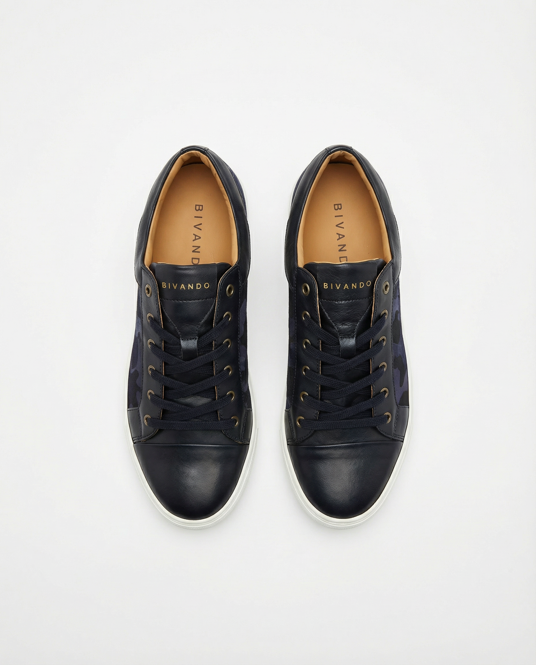 Bivando KA 1 marinblå kamouflage-sneakers ovanifrån